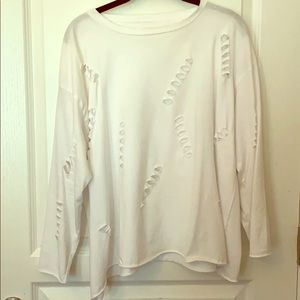 Planet by Lauren G Distressed White Tee